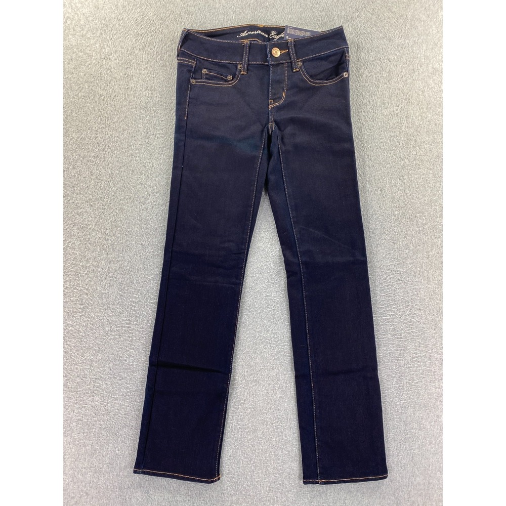 American Eagle Jeans Women's 2 Short Straight Fit New Blue Stretch Denim NOS